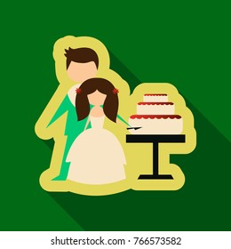 Newlyweds cut wedding cake