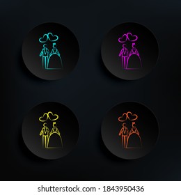 Newlyweds dark badge color set icon. Simple thin line, outline vector of wedding icons for ui and ux, website or mobile application