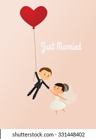 Newlyweds Flying Up, Up and Away