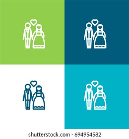 Newlyweds green and blue material color minimal icon or logo design