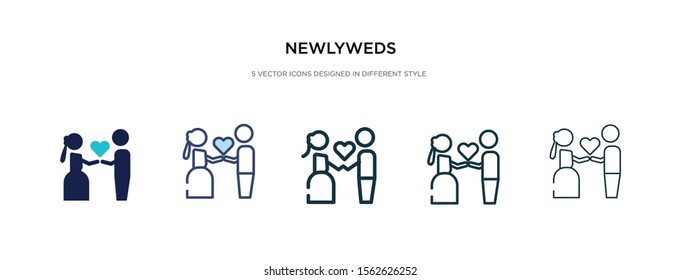 newlyweds icon in different style vector illustration. two colored and black newlyweds vector icons designed in filled, outline, line and stroke style can be used for web, mobile, ui