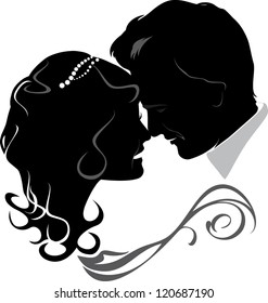 Newlyweds. Icon isolated on the white. Vector