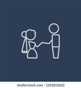Newlyweds icon. Newlyweds linear design concept from Wedding and love collection. Simple element vector illustration on dark blue background.
