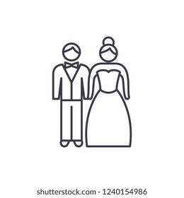 Newlyweds line icon concept. Newlyweds vector linear illustration, symbol, sign