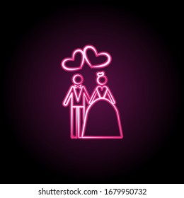 Newlyweds neon icon. Simple thin line, outline vector of wedding icons for ui and ux, website or mobile application