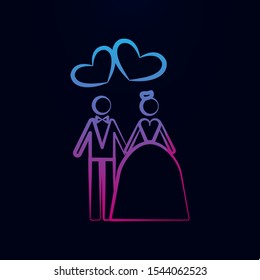 Newlyweds sketch nolan icon. Simple thin line, outline vector of wedding icons for ui and ux, website or mobile application