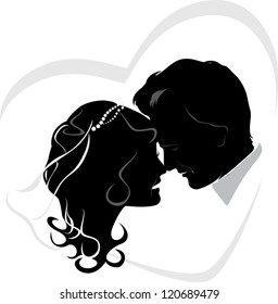 Newlyweds. Wedding icon. Vector