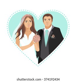 Newlyweds.Vector illustration.