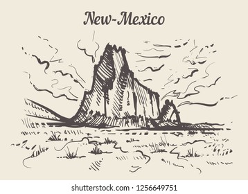 New-Mexico skyline hand drawn. New Mexico sketch style vector illustration.
