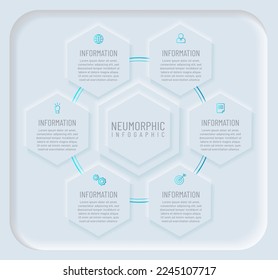 Newmorphic infographic design template. Modern vector illustration for business presentation, minimal white tone, Concept of 4 steps of business development process.