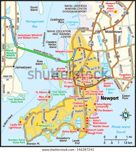 map of newport rhode island Newport Rhode Island Area Map Stock Vector Royalty Free 146287241 map of newport rhode island