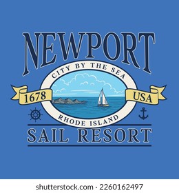 Newport Seaside Nautical Slogan Graphic