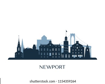 Newport skyline, monochrome silhouette. Vector illustration.