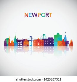 Newport skyline silhouette in colorful geometric style. Symbol for your design. Vector illustration.