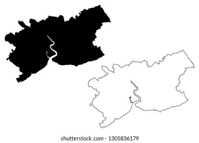 Newport (United Kingdom, Wales, Cymru, Principal areas of Wales) map vector illustration, scribble sketch City a County Newport map