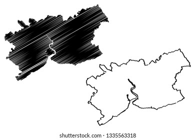 Newport (United Kingdom, Wales, Cymru, Principal areas of Wales) map vector illustration, scribble sketch City a County Newport map