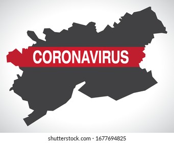 Newport WALES UK principal area map with Coronavirus warning illustration