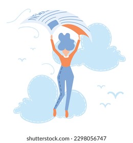 News in the air. Vector illustration. Blue and orange.