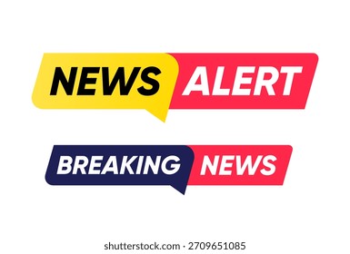 Alerta de Noticias y Rompimiento de Noticias Discurso Burbuja Etiqueta Anuncio Set	