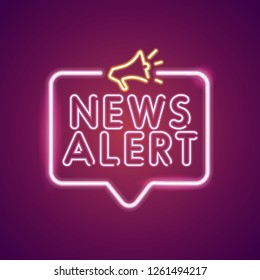 News alert neon light announcement poster template