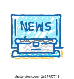 news anchor desk media doodle icon sketch vector. news anchor desk media sign. isolated symbol illustration