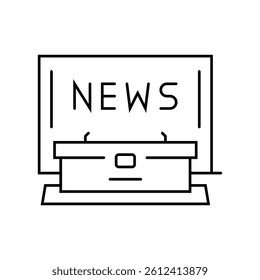 news anchor desk media line icon vector. news anchor desk media sign. isolated contour symbol black illustration