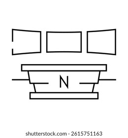 news anchor desk media line icon vector. news anchor desk media sign. isolated contour symbol black illustration