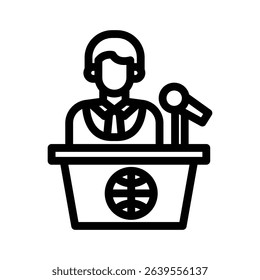 news anchor line icon illustration vector graphic. Simple element illustration vector graphic, suitable for app, websites, and presentations isolated on white background