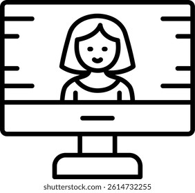 News Anchor Line Vector Icon Design
