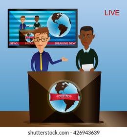 news anchor cartoon background