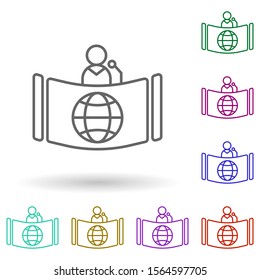 News anchor multi color icon. Simple thin line, outline vector of media, press icons for ui and ux, website or mobile application