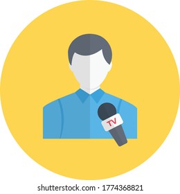 news anchor vector flat color icon 