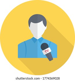news anchor  vector flat color icon 
