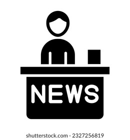 News Anchor Vector Glyph Icon For Personal And Commercial Use.
