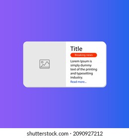 A news or article card for a website. Web interface template. User interface. Vector illustration.