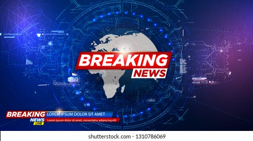 	
News background, breaking news. Modern futuristic template for news on blue background.Digital data visualization. Business technology concept. Vector