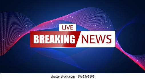 News background tag. Modern futuristic breaking news title template with abstract vector red and blue light effect on black backdrop for TV news screen