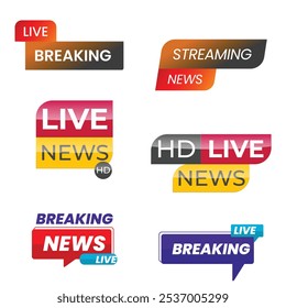 News badges. Newspaper and magazine braking latest and hot news stickers. Vector announcement geometric concept banners headline flat image