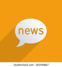 News balloon on a orange background. Flat design illustration.