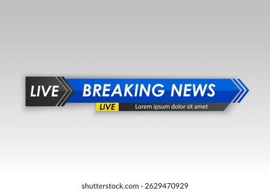 News banner with digital blue background and abstract geometric pattern for television or media communication showing modern gradient design with motion template and breaking headline illustration

