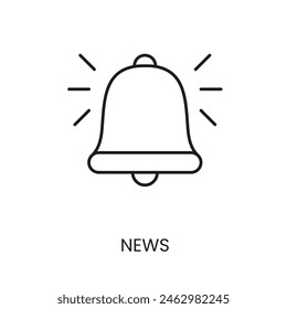 Noticias, icono de Vector de línea de campana con trazo editable