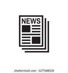 News - black icon on white background vector illustration for website, mobile application, presentation, infographic. Newspaper concept sign. Website page. Graphic design element. 