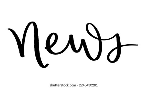 NEWS black vector brush lettering banner
