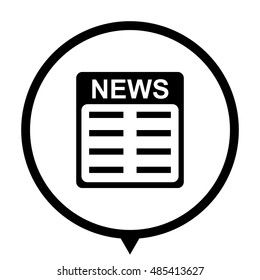 news - black vector  icon; map pointer