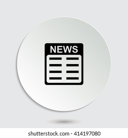 news - black vector icon  with shadow