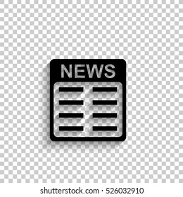 news - black vector  icon with shadow