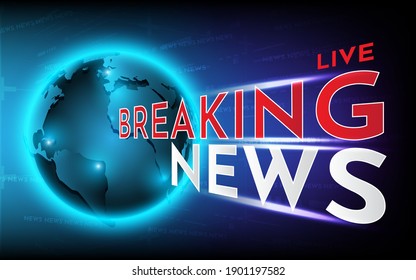 News Broadcast Background, Breaking News Vector Channel Graphic Concept For Tv Breaking News Planet Live 