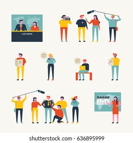 news broadcast people vector illustration flat design