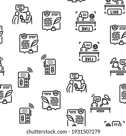 News Broadcasting Vector Seamless Pattern Thin Line Illustration