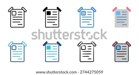 News Bulletin icons set multiple style collection. Editable stroke 
